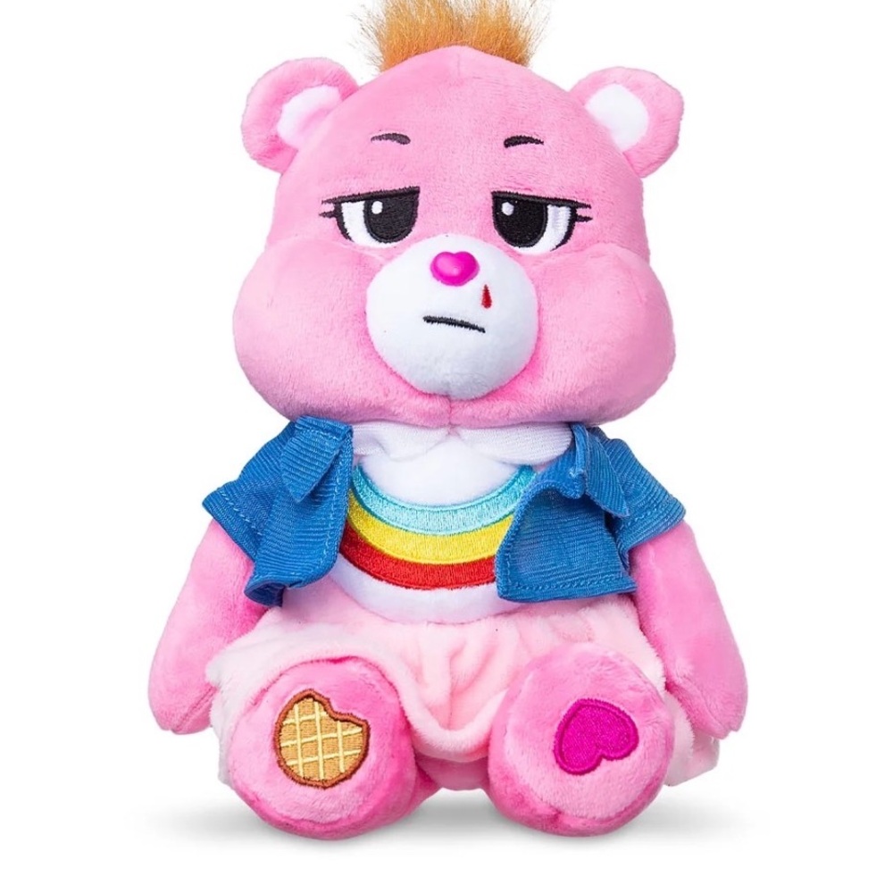 Pink Plush Bear Toy with Rainbow Shirt